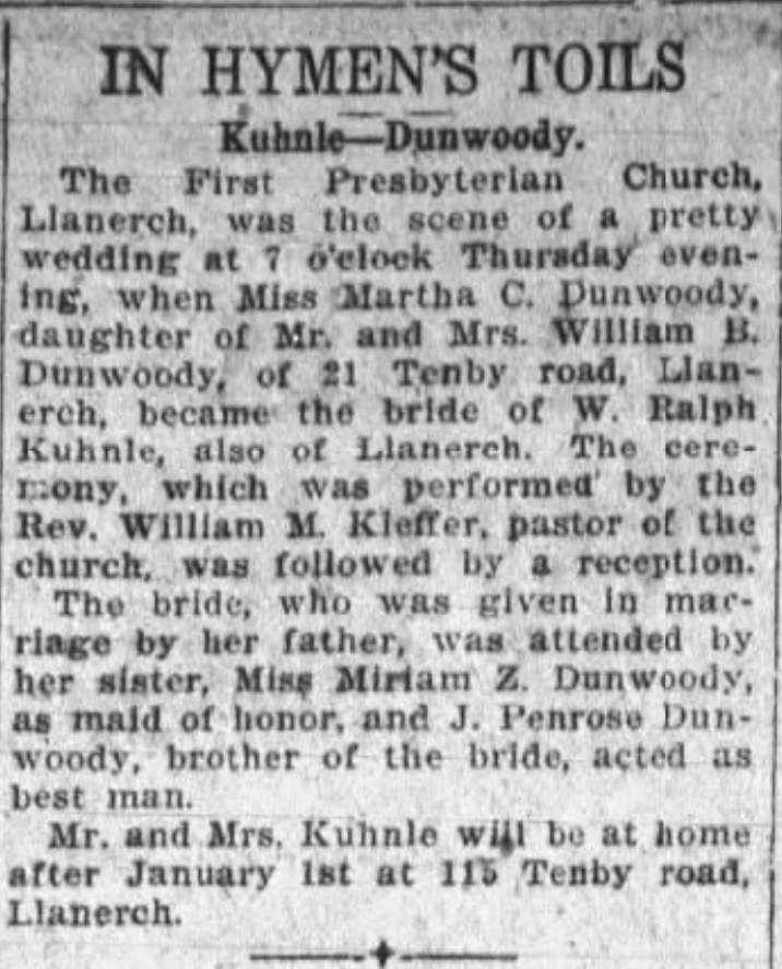 Mlle. Dunwoody marries